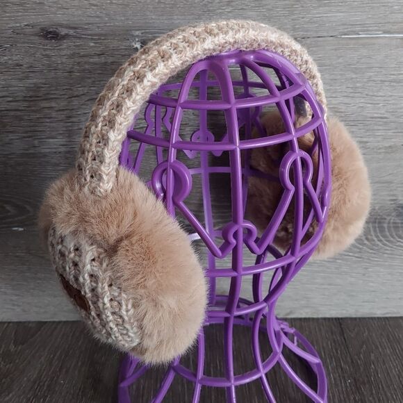 NEW C.C Heather Knitted Faux Fur Earmuff - Picture 1 of 5